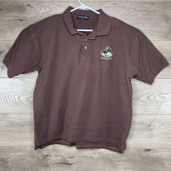 Jamaica Souvenir Polo Shirt Mens XL Brown Short Sleeve Cotton Daily Polo Tag - Picture 2 of 9